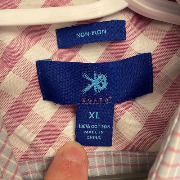 Men's Egara Long Sleeve Plaid Button Down Non Iron Dress Shirt - Picture 3 of 3